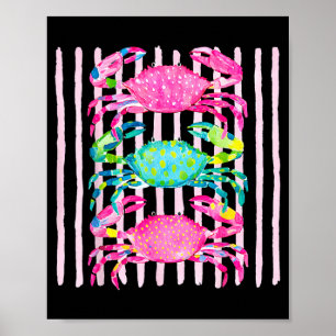 Funny Coastal Crab Beach Vibes Summer Vacation Poster