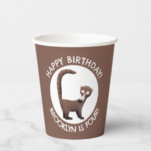 Funny coatimundi cartoon personalised birthday paper cups