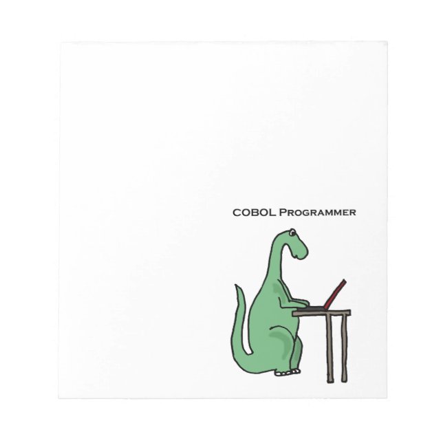 Funny COBOL Programmer Dinosaur Notepad (Front)