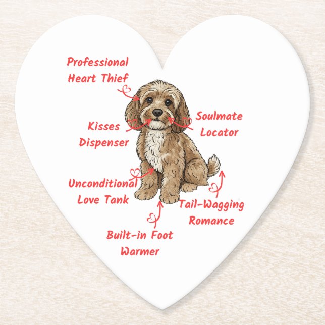Funny Cockapoo Anatomy - Unique Valentine Gift Paper Coaster (Front)