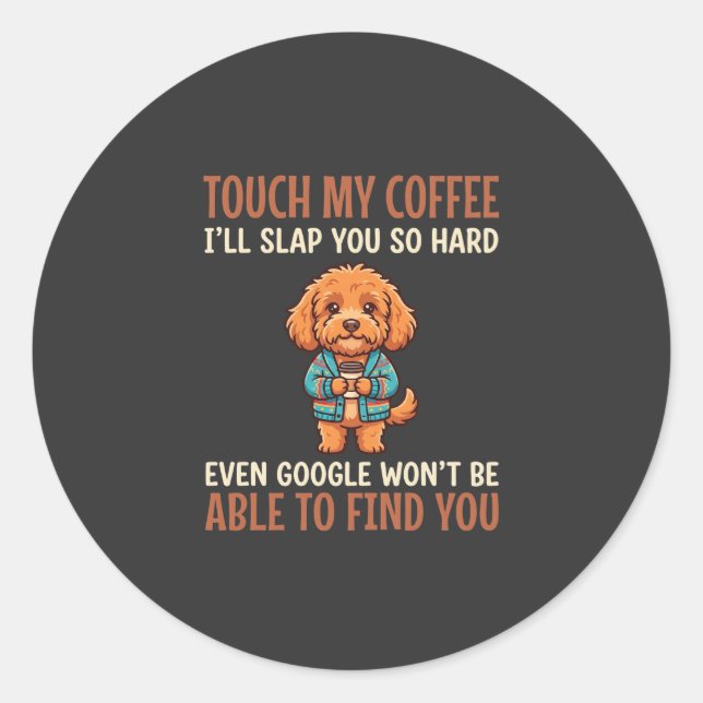 Funny Cockapoo Coffee Lover Classic Round Sticker (Front)
