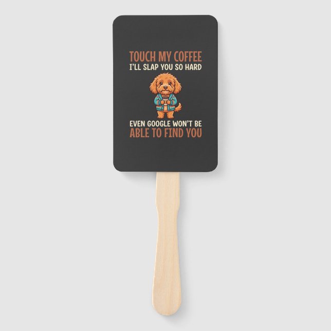 Funny Cockapoo Coffee Lover Hand Fan (Front)