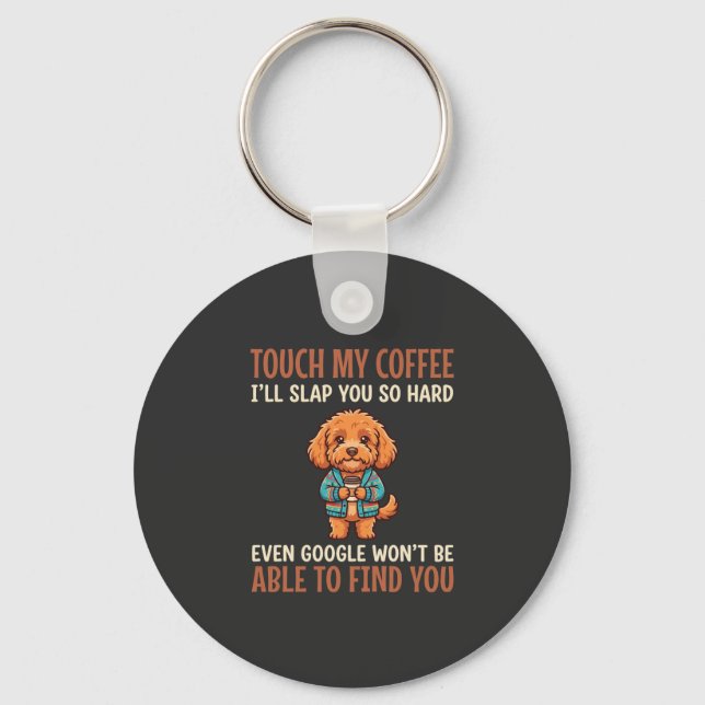Funny Cockapoo Coffee Lover Key Ring (Front)