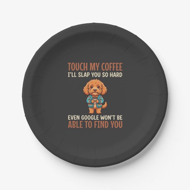 Funny Cockapoo Coffee Lover Paper Plate (Front)