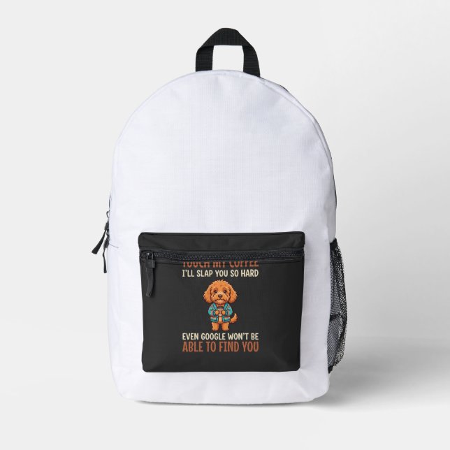 Funny Cockapoo Coffee Lover Printed Backpack (Front)