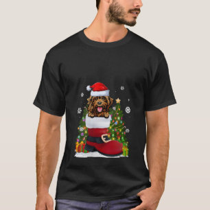 Funny Cockapoo in the Shoe Santa Hat Ugly Christma T-Shirt
