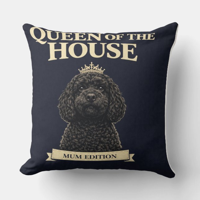 Funny Cockapoo Mum Gift | Queen Of The House Cushion (Front)