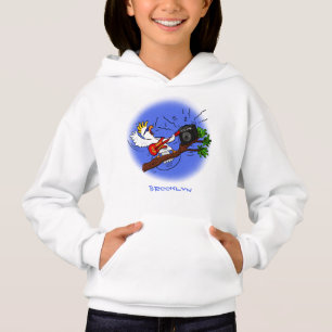 Funny cockatoo playing rock guitar cartoon