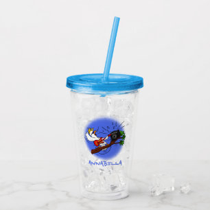 Funny cockatoo playing rock guitar cartoon acrylic tumbler