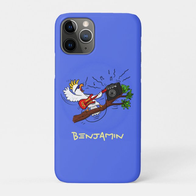 Funny cockatoo playing rock guitar cartoon Case-Mate iPhone case (Back)