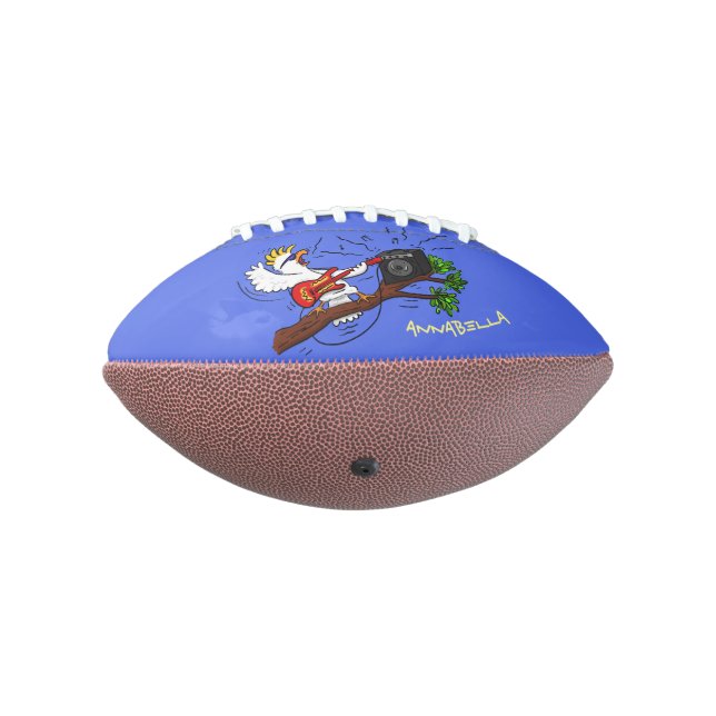 Funny cockatoo playing rock guitar cartoon football (Rotated 270)