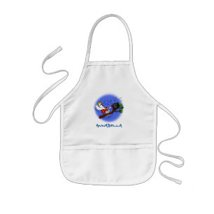 Funny cockatoo playing rock guitar cartoon kids apron