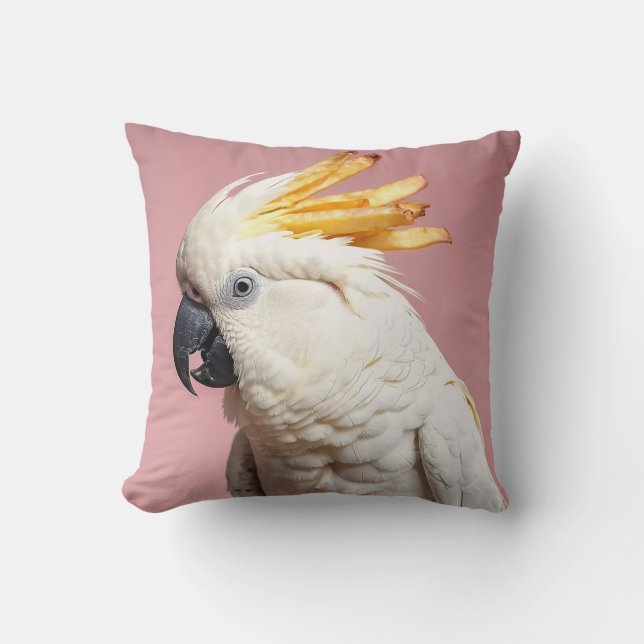 Funny Cockatoo With French Fries Crest Cushion (Front)