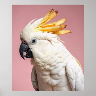 Funny Cockatoo With French Fries Crest Poster