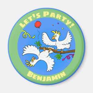 Funny cockatoos party cartoon magnet