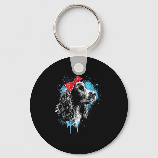 Funny cocker spaniel design for dog lovers key ring (Front)