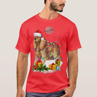 Funny Cocker Spaniel Dog Christmas Lights Santa Ha T-Shirt