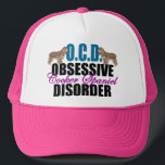 Funny Cocker Spaniel Trucker Hat<br><div class="desc">I have OCD for cute cocker spaniel dogs. Some dog humour with two pretty cocker spaniels sitting on top of the words Obsessive Cocker Spaniel Disorder makes a fun gift for an owner.</div>