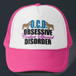 Funny Cocker Spaniel Trucker Hat<br><div class="desc">I have OCD for cute cocker spaniel dogs. Some dog humour with two pretty cocker spaniels sitting on top of the words Obsessive Cocker Spaniel Disorder makes a fun gift for an owner.</div>