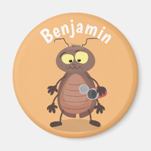 Funny cockroach insect cartoon illustration magnet