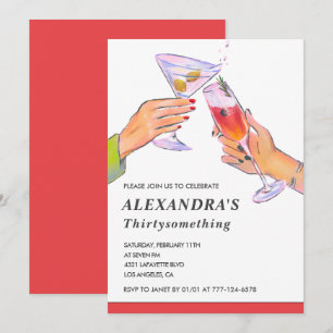 Funny Cocktail Champagne 34th birthday Party Invitation