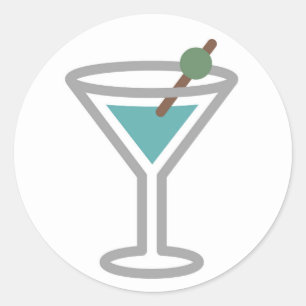 Funny Cocktail Martini Emoji Classic Round Sticker