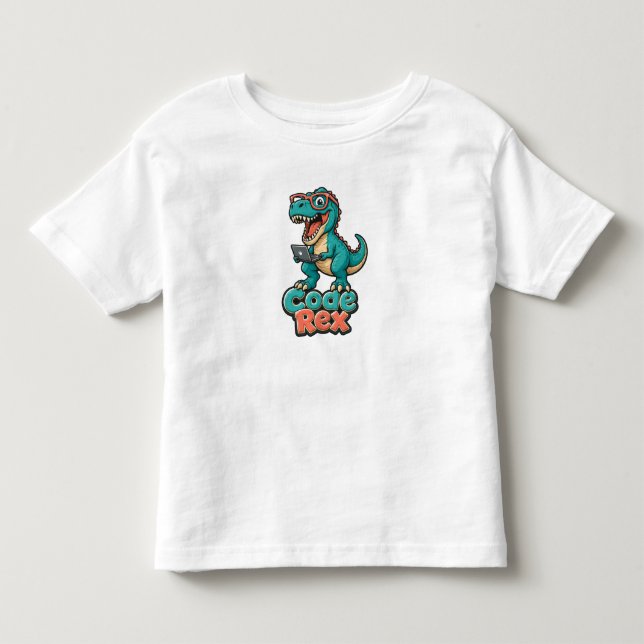 Funny Code Rex T-Shirt - Cute Dinosaur Coder & Dev (Front)