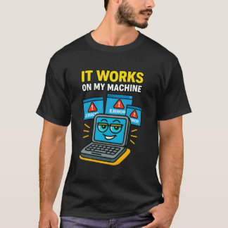 Funny coding error joke blue cartoon minimalist T-Shirt
