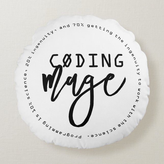 Funny Coding Mage Geek Chic Round Cushion (Front)