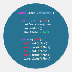 Funny Coding Python Cl Eat Code Sleep Classic Round Sticker