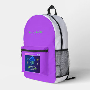 Funny Coding Residency,Retro Synthwave Neon Hacker Printed Backpack