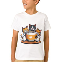 Funny Coffe and catrs for kids T-Shirt