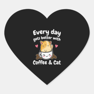 Funny Coffee And Cat Saying Caffeine Lover Barista Heart Sticker