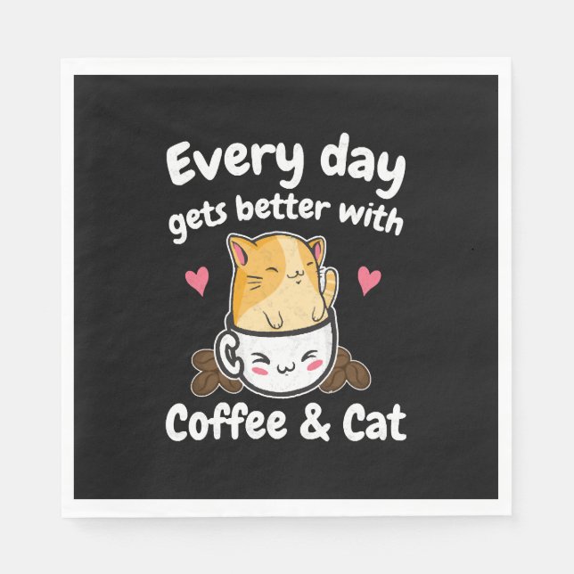 Funny Coffee And Cat Saying Caffeine Lover Barista Napkin (Front)