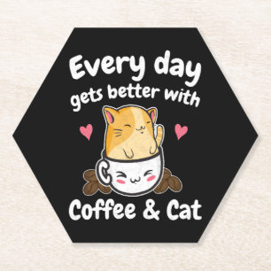 Funny Coffee And Cat Saying Caffeine Lover Barista Paper Coaster