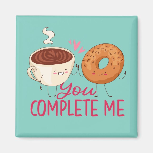 Funny Coffee and Doughnut Cute Valentine's Day Magnet (Front)