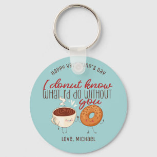 Funny Coffee and Doughnut Pun Cute Valentine's Day Key Ring