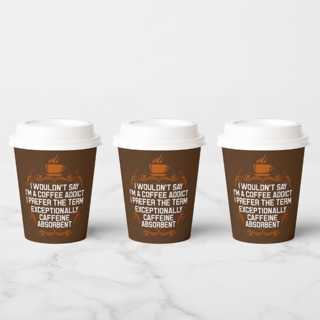 funny coffee bar addict word art  paper cups (Multi)