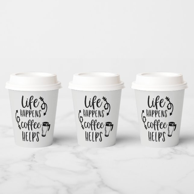 funny coffee bar word art Paper Cups  (Multi)