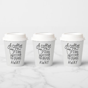 funny coffee bar word art Paper Cups 