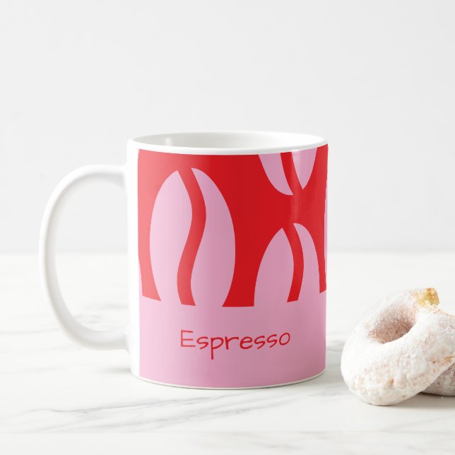 Funny Coffee Bean Valentine's Day Pink & Red Mug (With Donut)