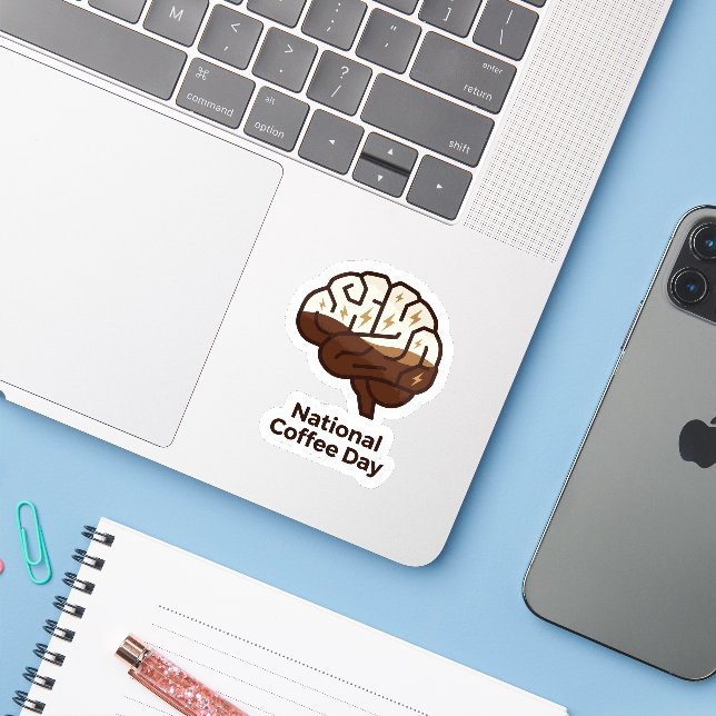 Funny Coffee Brain Energy National Coffee Day  (Laptop w/ iPhone)
