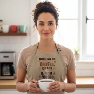 Funny Coffee Chaos & Mum Magic Long Apron