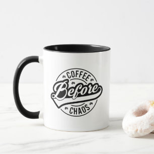 Funny coffee chaos word art mug
