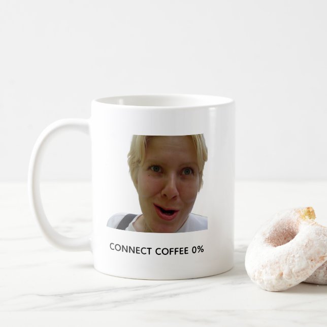 Funny Coffee Charger Mug – Low Battery Coffee Meme (With Donut)