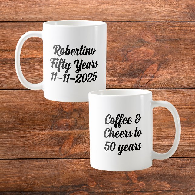 Funny Coffee Cheers 50 Years 50th Birthday Mug (Creator Uploaded)