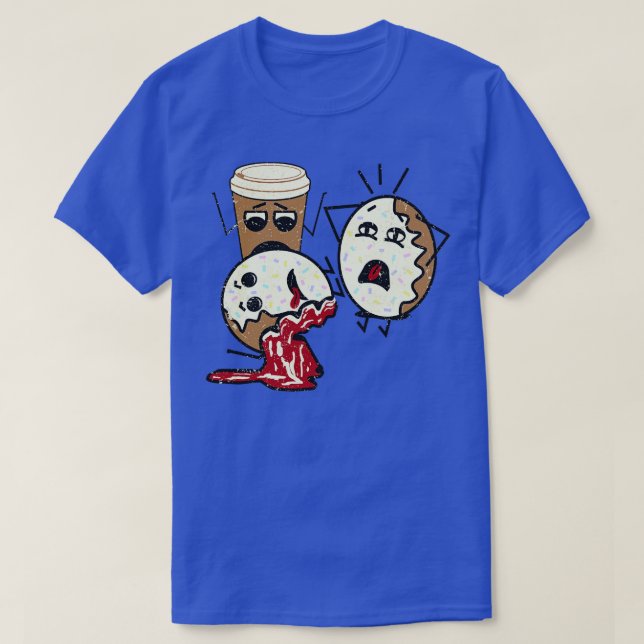 Funny Coffee Cup Jelly Doughnuts Panic Attack T-Shirt (Design Front)