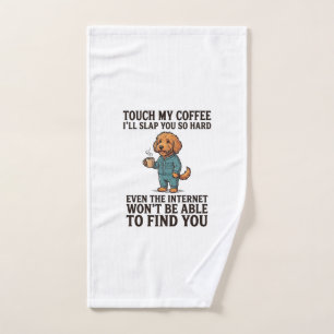 Funny Coffee Dog Vintage Engraving Shirt Design_1 Hand Towel