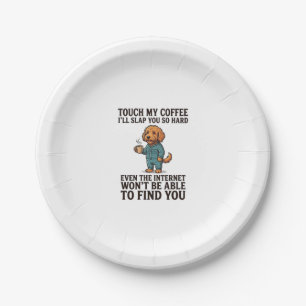 Funny Coffee Dog Vintage Engraving Shirt Design_1 Paper Plate