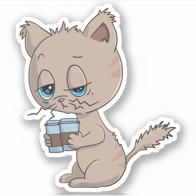 Funny Coffee Drinking Cat (Front)